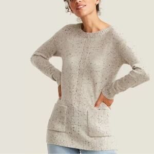 FatFace Callie Cashmere Jumper Natural Ivory Flecked Size 6 Ribbed Pocket